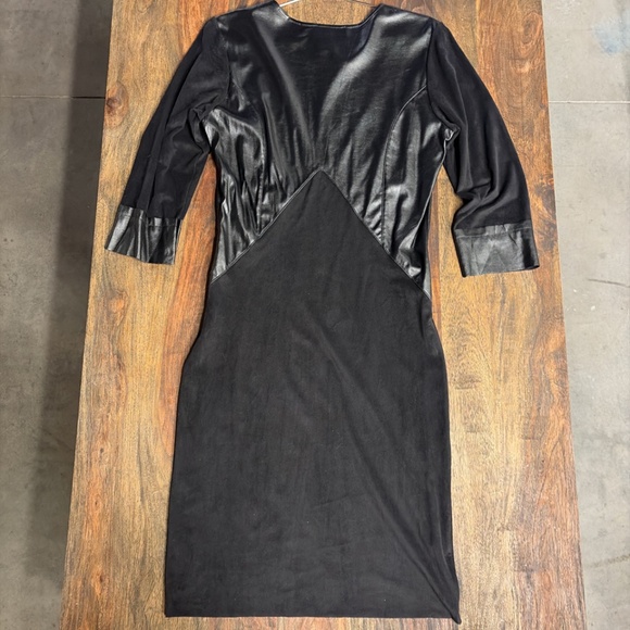 Viviana Gabeiras Faux Leather Contrast Dress | Black | Size S | Bodycon Cocktail - Picture 3 of 6